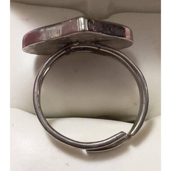 -RING Cute Flower Power Heart On Silver Ring For Girl Size Is Adjustable- - Picture 2 of 3